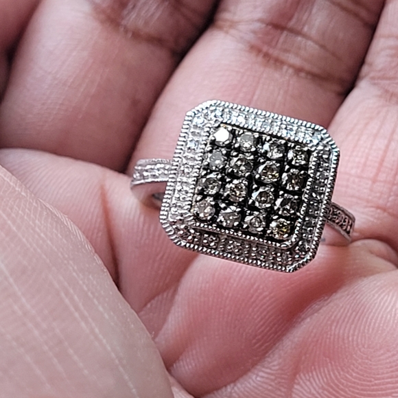 Real! Diamonds Chocolate Champagne Color Sterling Silver Ring - Picture 11 of 11